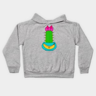 Cute Cactus Design #205: Pretty Hybrid Cactus In Banana Pot Kids Hoodie